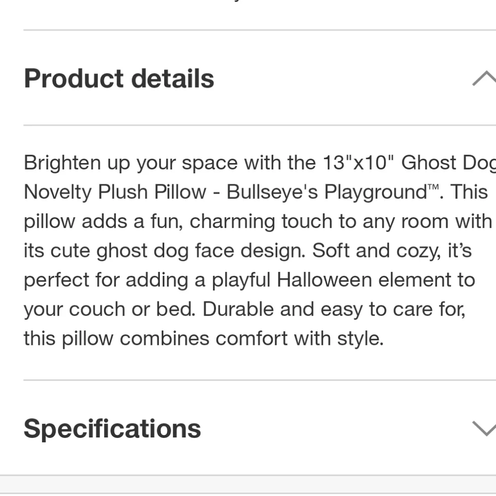 Target Bullseye Playground Dog Ghost Halloween Pillow White NEW 2024